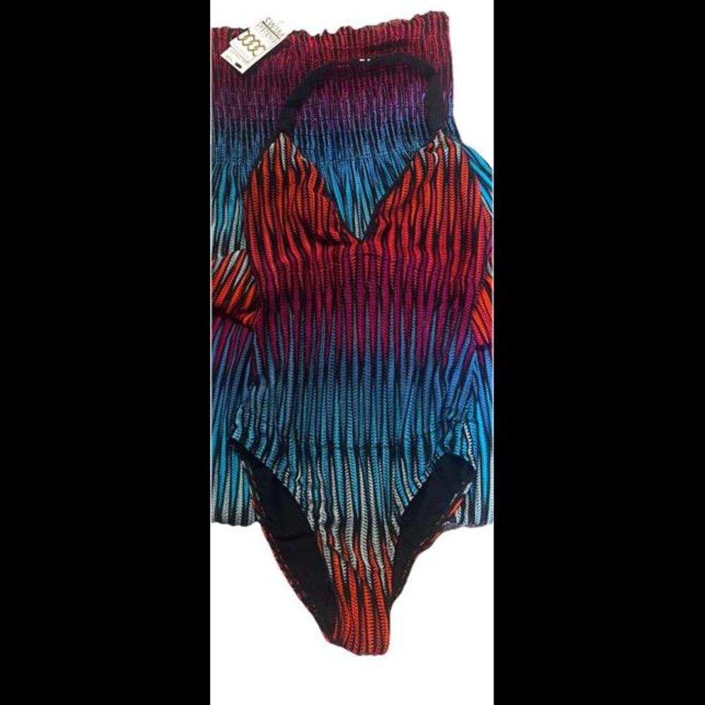 Women’s Swim Systems Slimming Halter Plunge Neck Swim Suit & Coverup